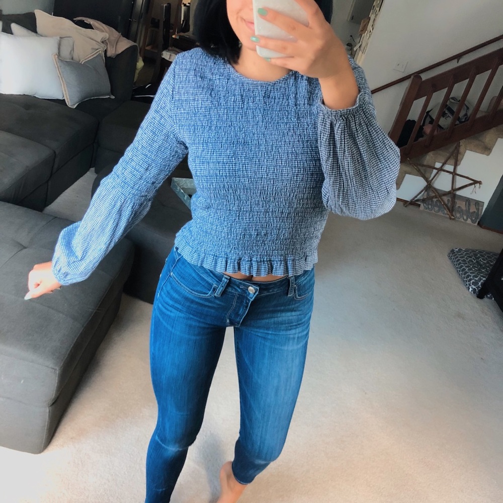 fitted seersucker blouse